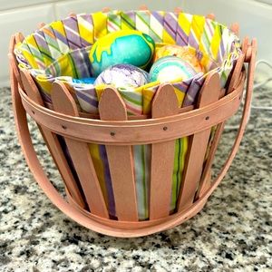 Easter Basket Longaberger 2006 Round Picket Pail Pink